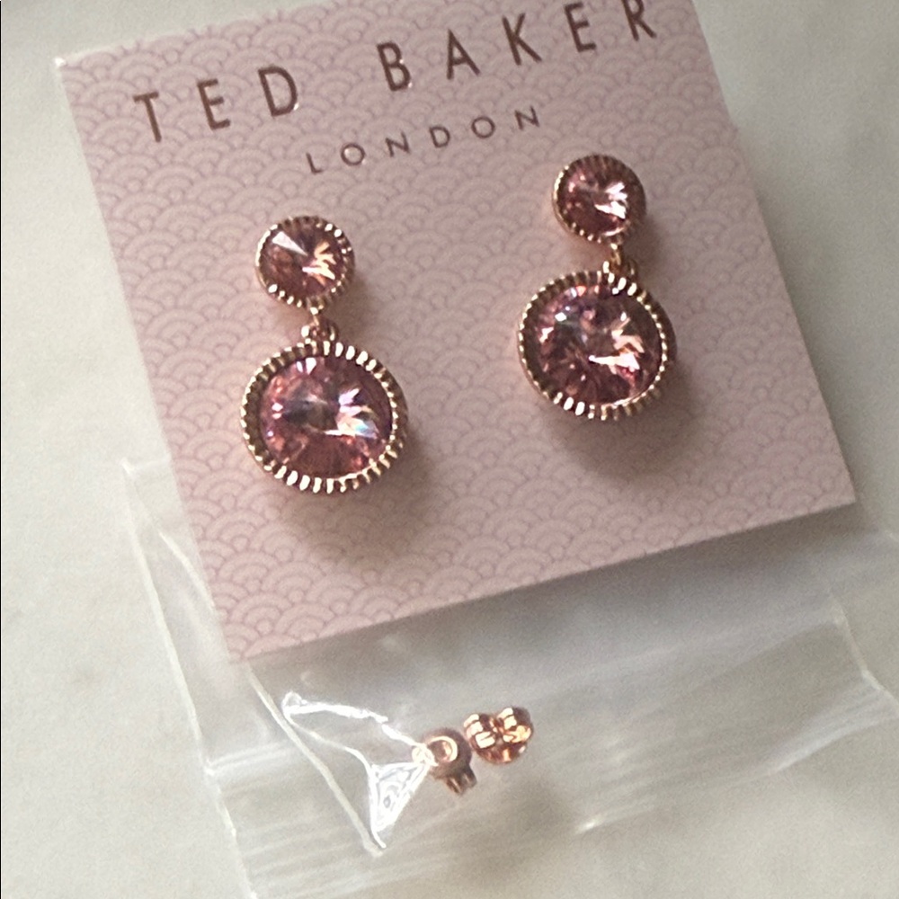 Ted Baker Ronda Rivoli Pink Crystal Drop Earrings